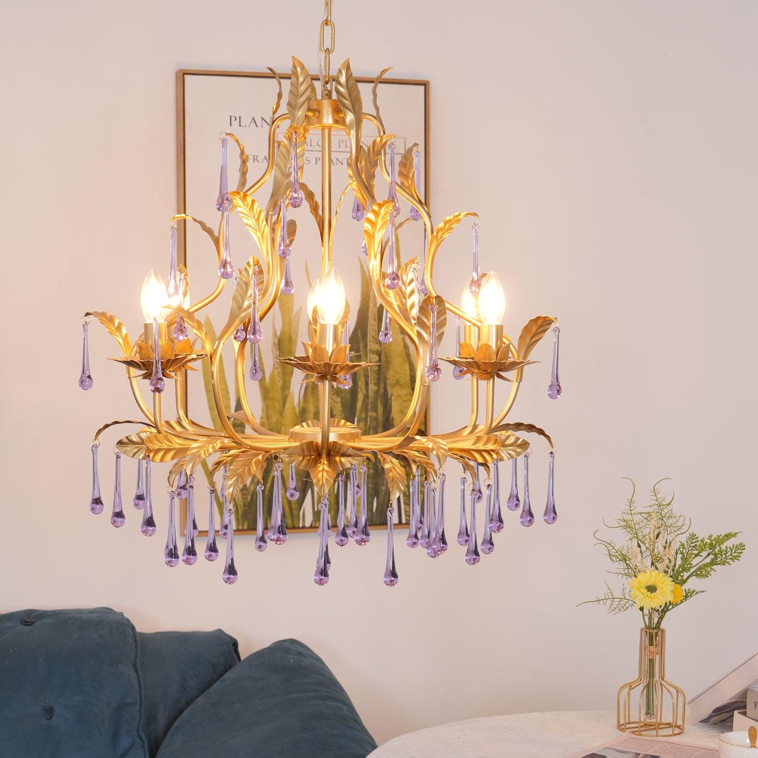 Lustra Pendelleuchte Tropfen Gold Blätter-Letslighting