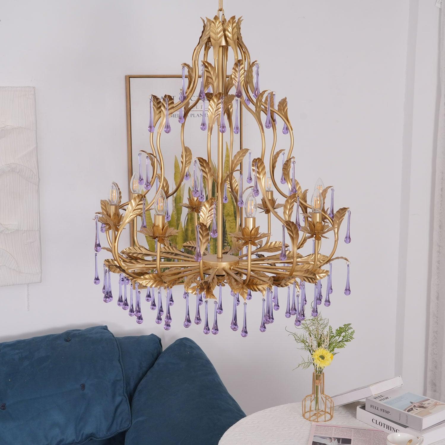 Lustra Pendelleuchte Tropfen Gold Blätter-Letslighting
