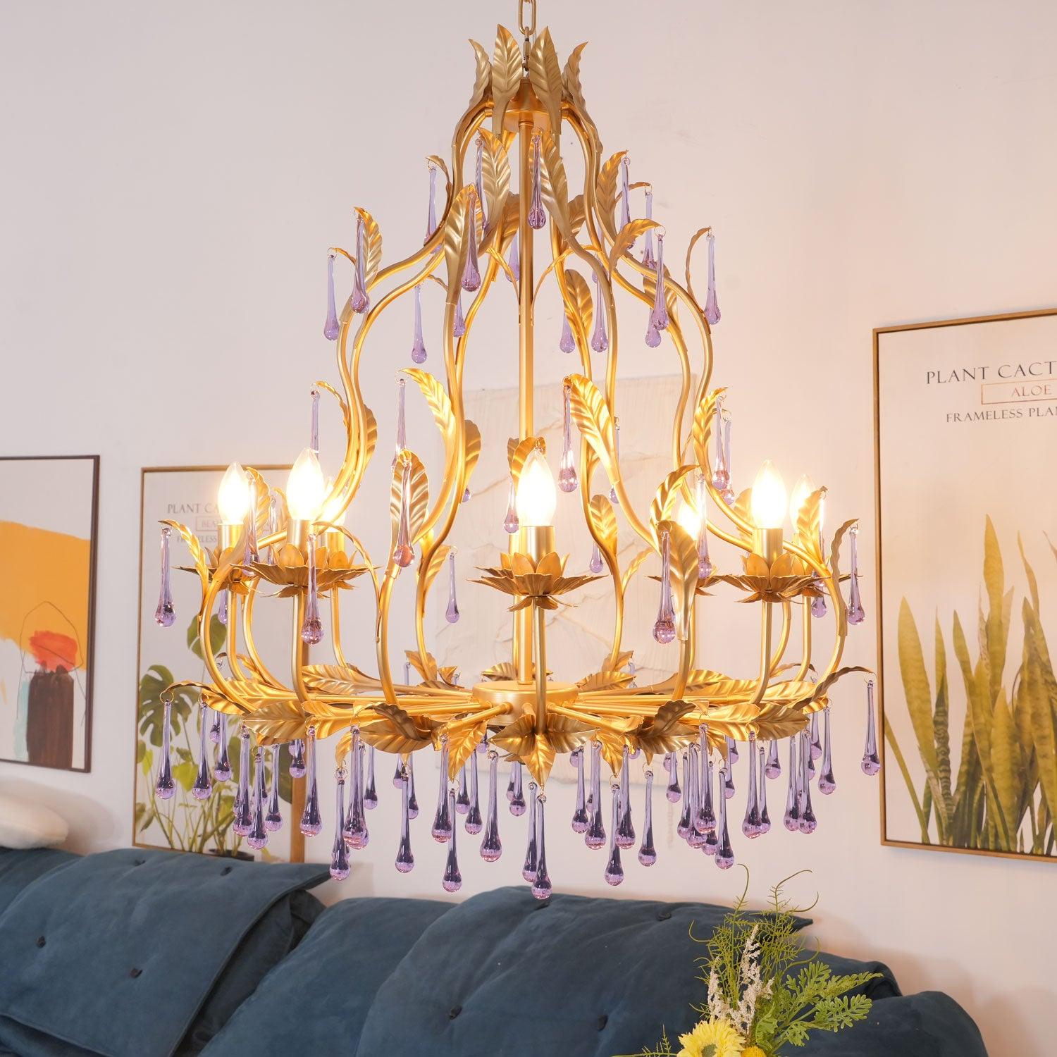 Lustra Pendelleuchte Tropfen Gold Blätter-Letslighting