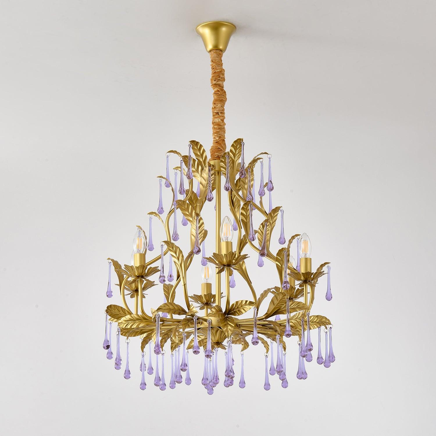Lustra Pendelleuchte Tropfen Gold Blätter-Letslighting