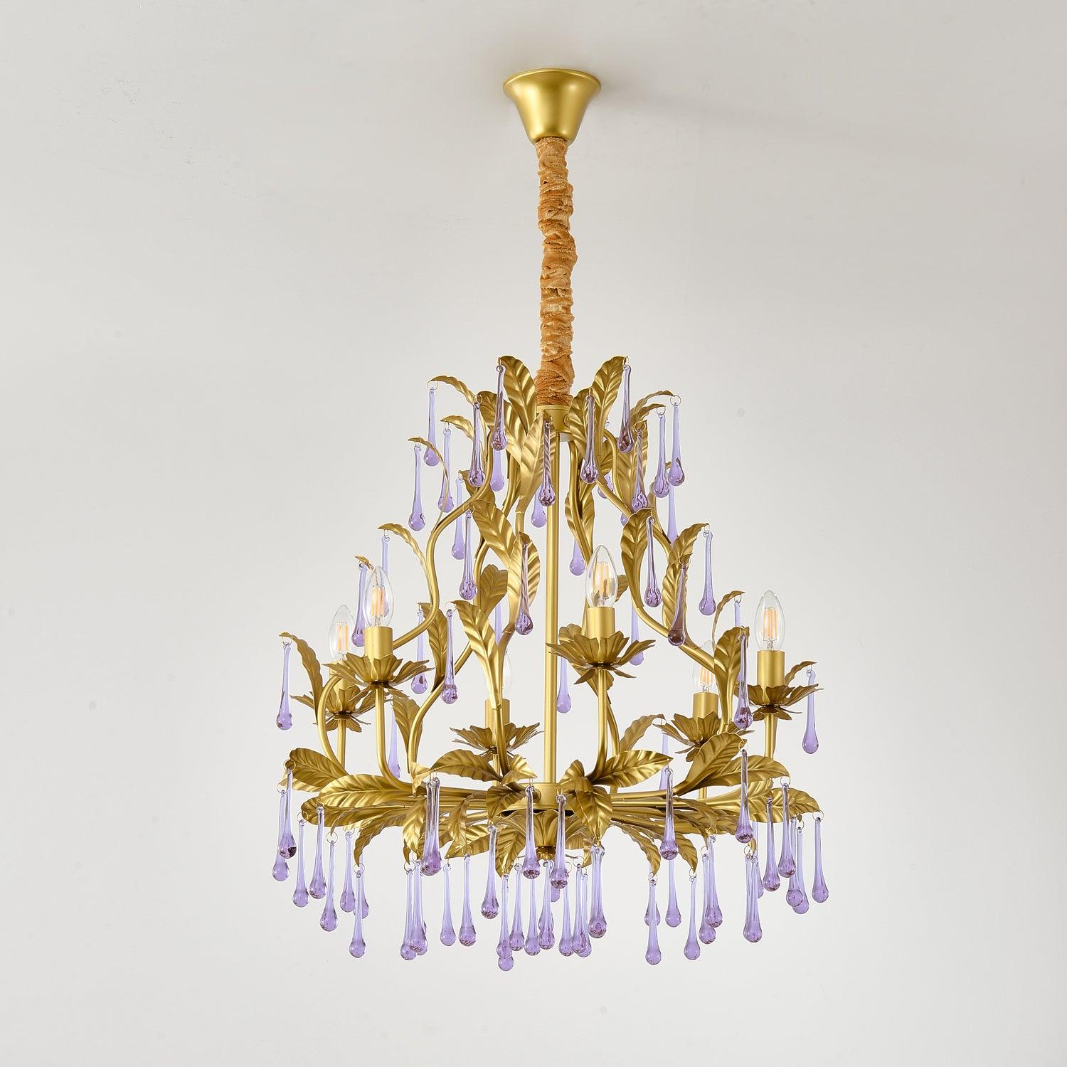 Lustra Pendelleuchte Tropfen Gold Blätter-Letslighting