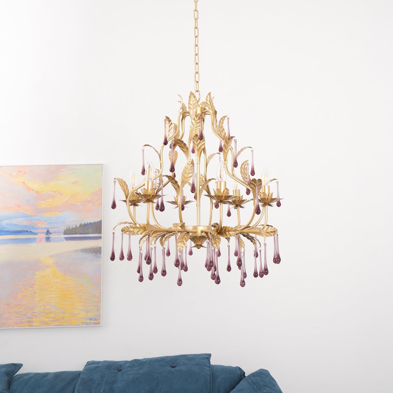 Lustra Pendelleuchte Tropfen Gold Blätter-Letslighting