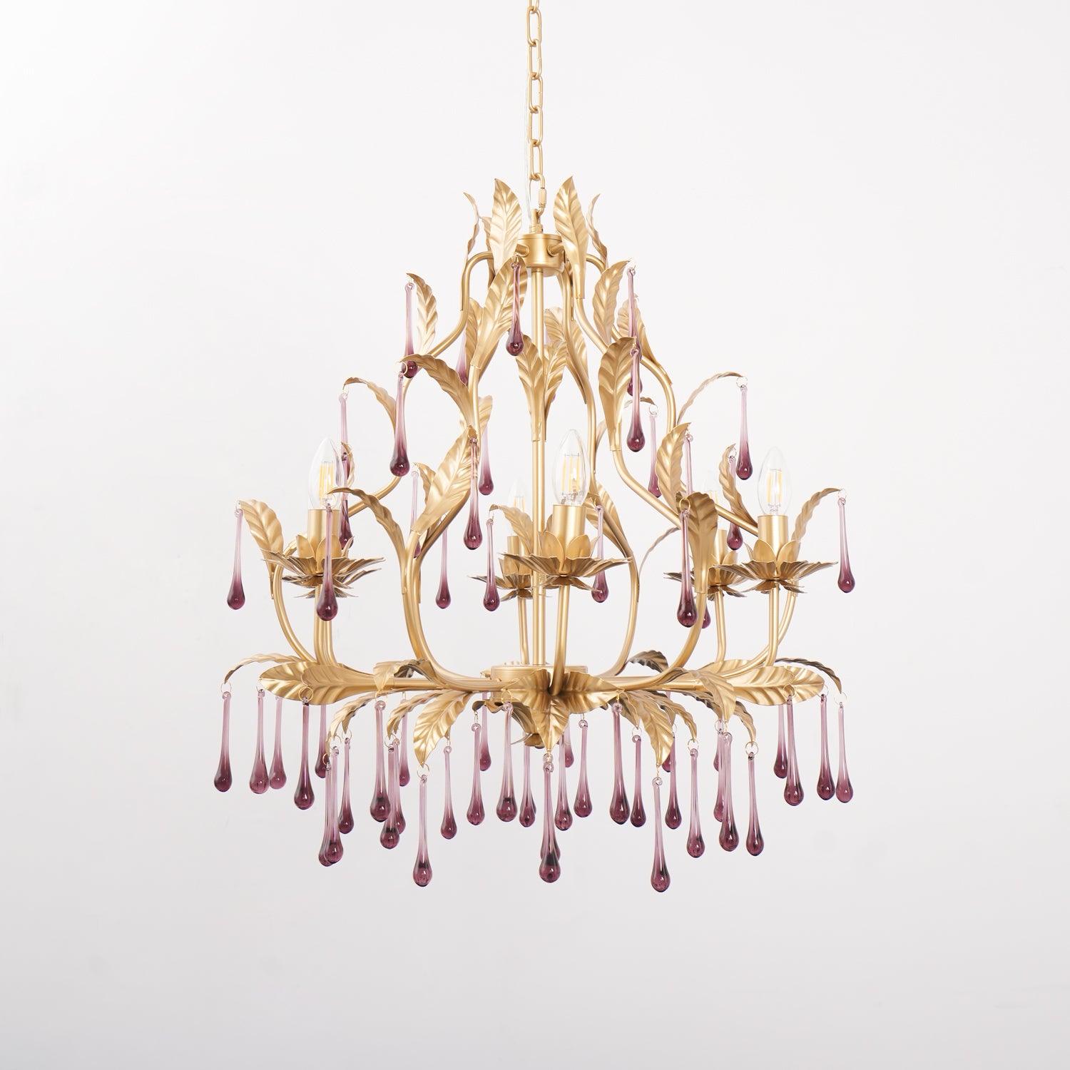 Lustra Pendelleuchte Tropfen Gold Blätter-Letslighting