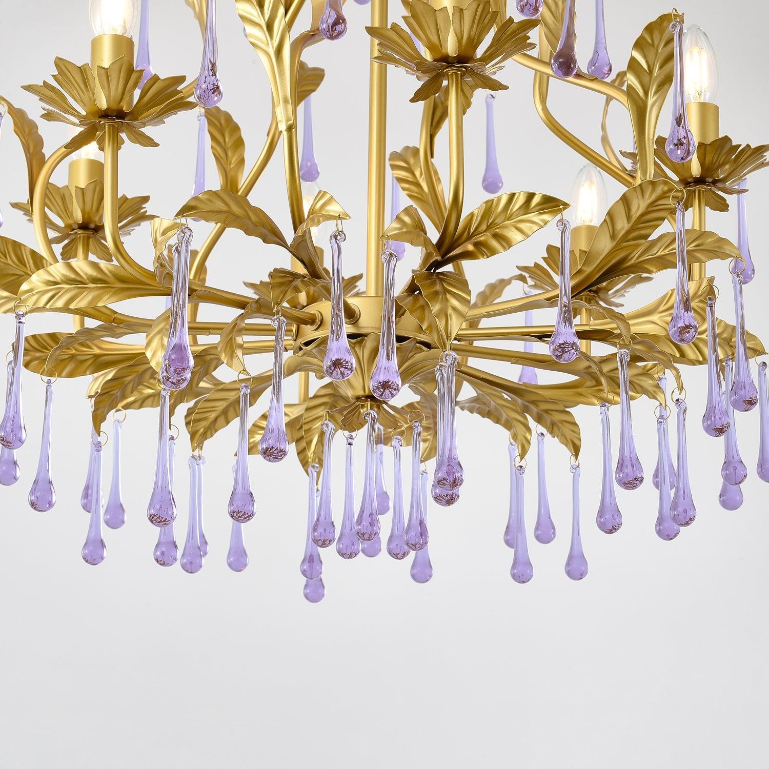 Lustra Pendelleuchte Tropfen Gold Blätter-Letslighting