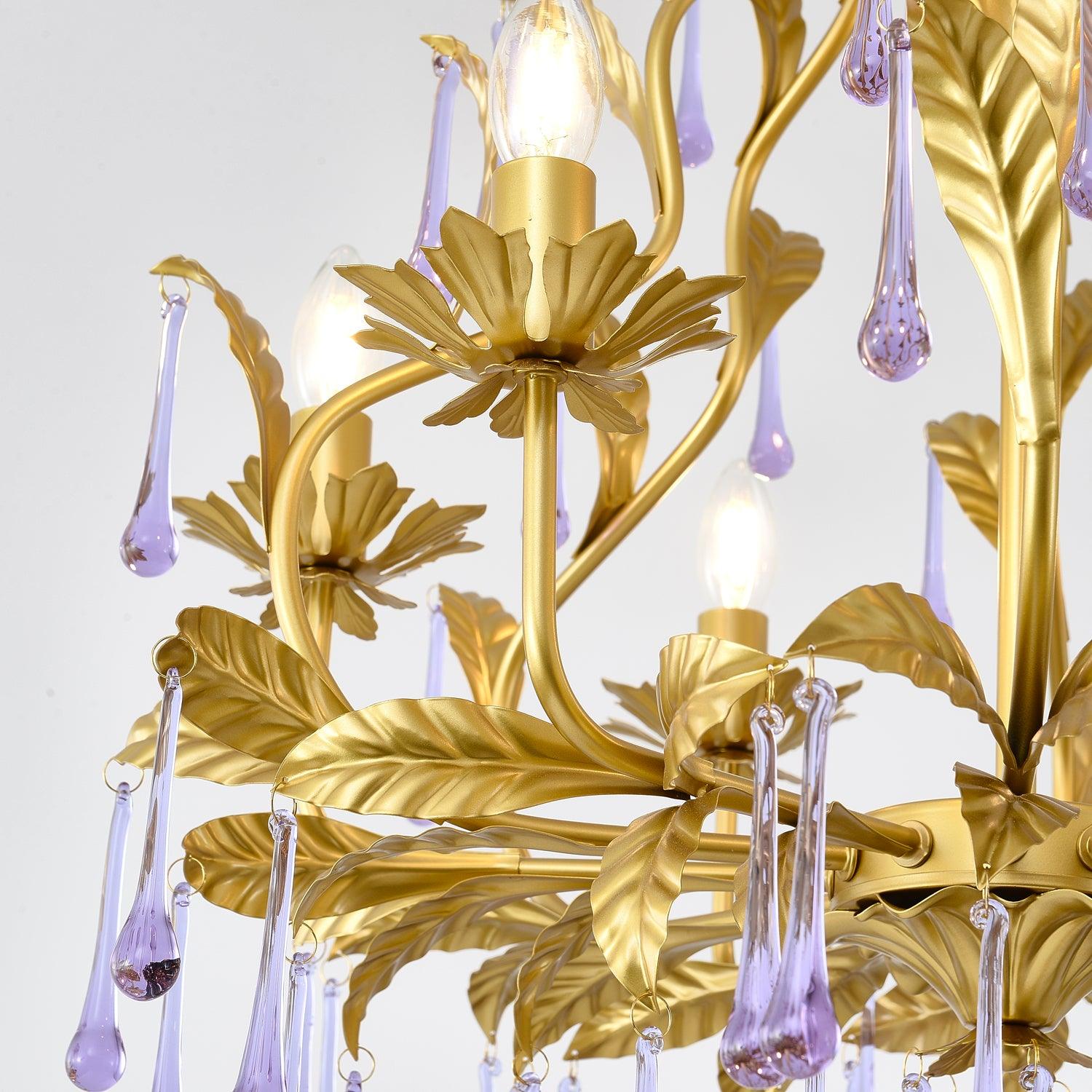 Lustra Pendelleuchte Tropfen Gold Blätter-Letslighting