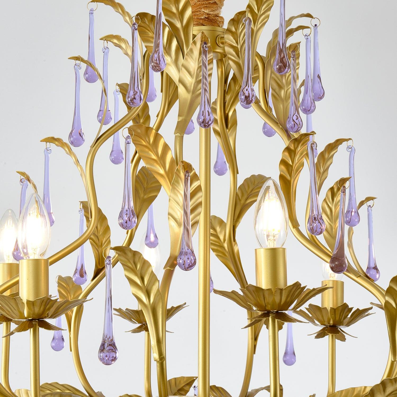 Lustra Pendelleuchte Tropfen Gold Blätter-Letslighting
