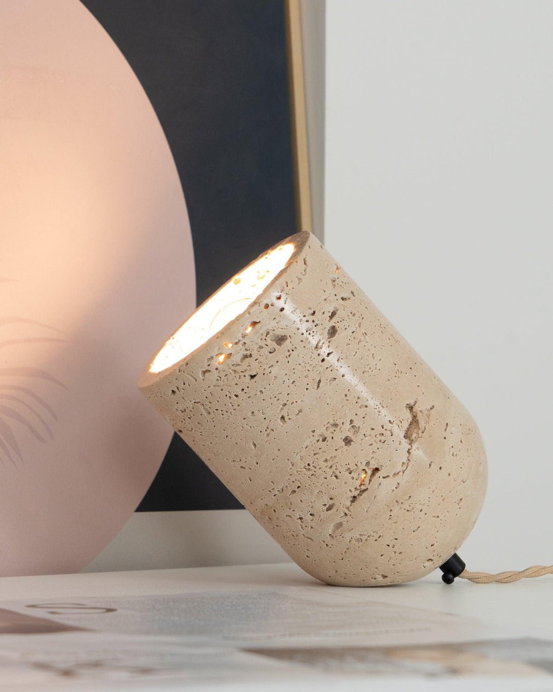 Mysilarae Konisch Block Travertin Tischlampe-Letslighting