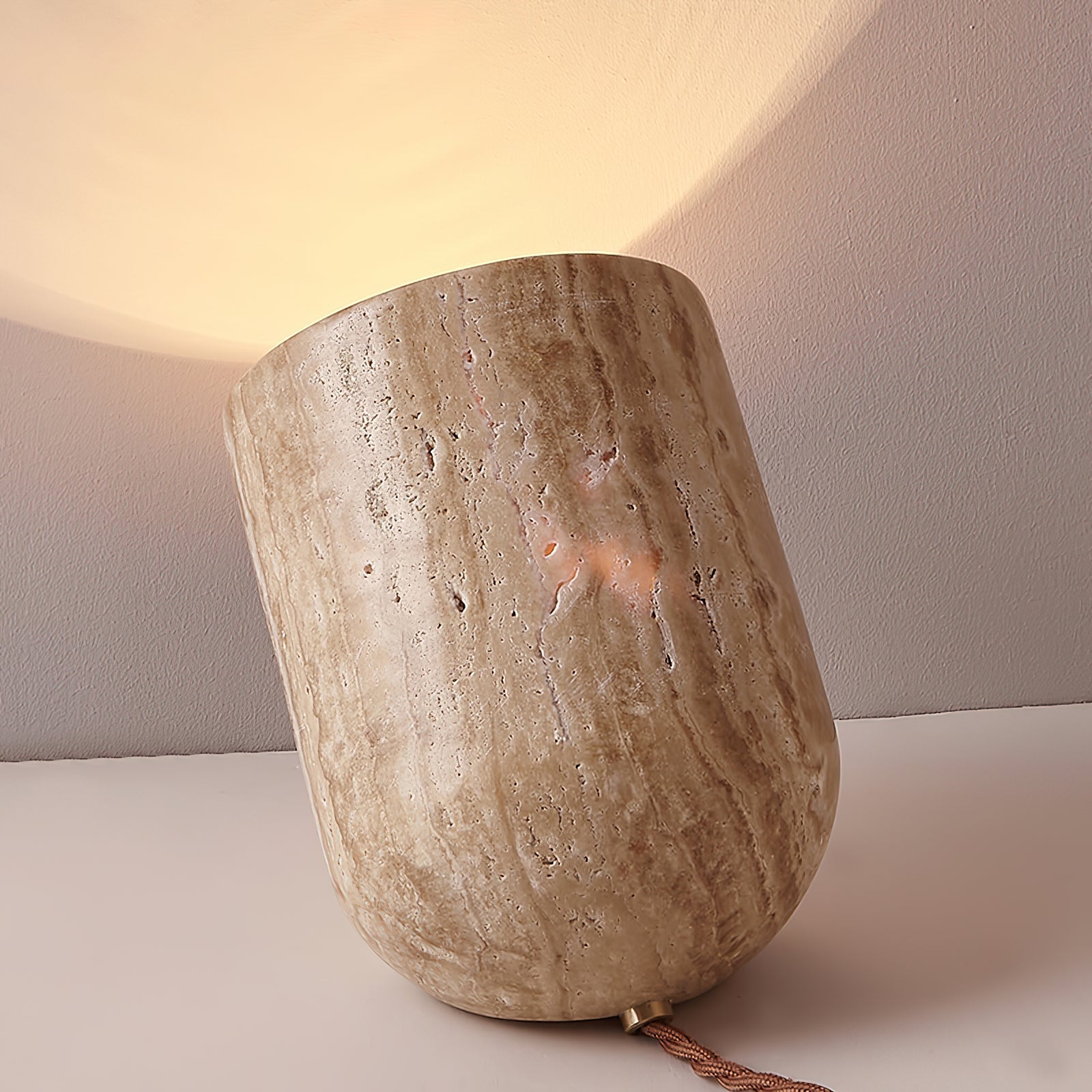 Mysilarae Konisch Block Travertin Tischlampe-Letslighting