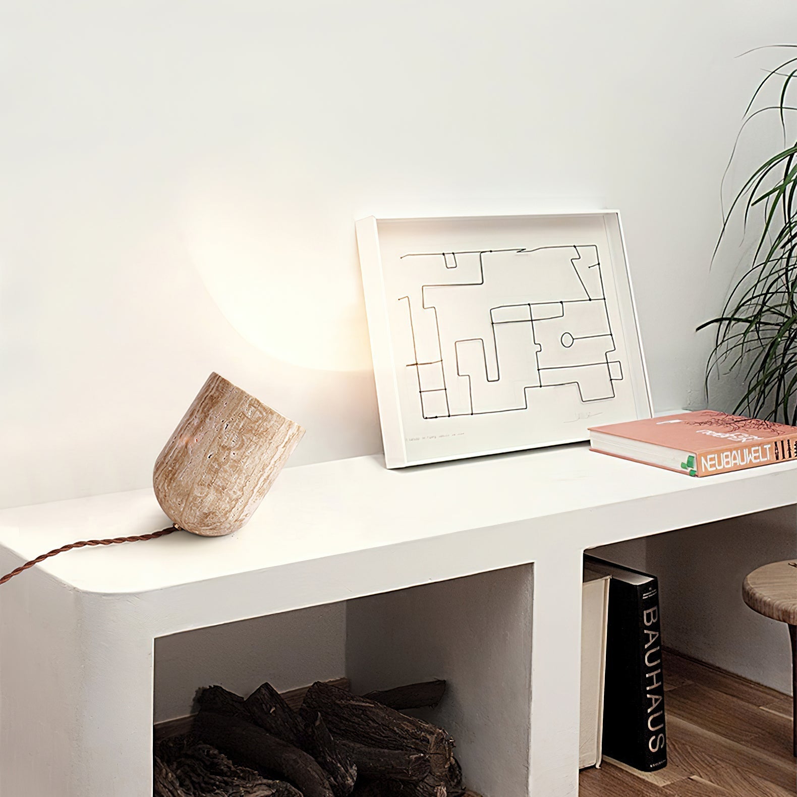 Mysilarae Konisch Block Travertin Tischlampe-Letslighting