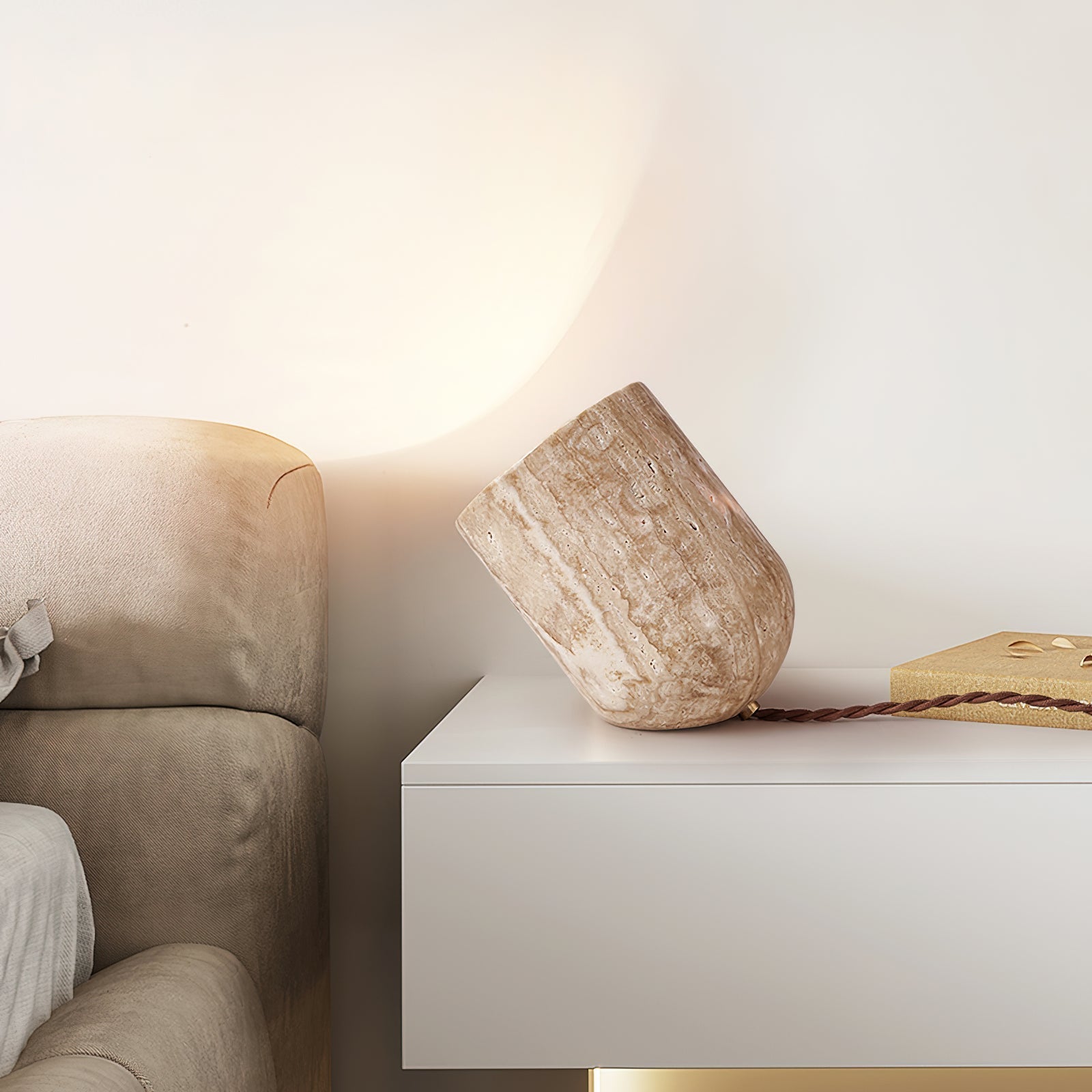 Mysilarae Konisch Block Travertin Tischlampe-Letslighting