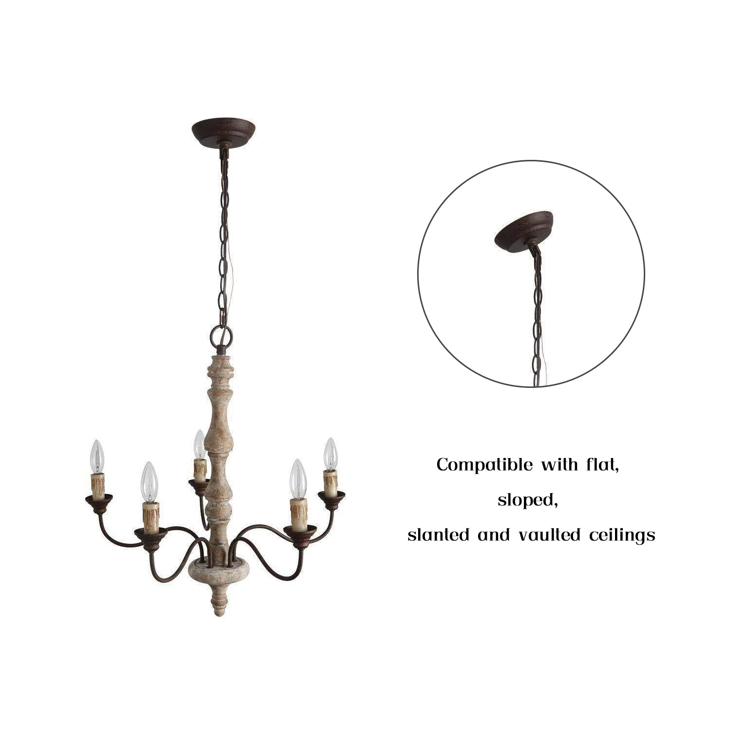 Fljotuvyi Eleganter Vintage-Kronleuchter aus Holz-Letslighting