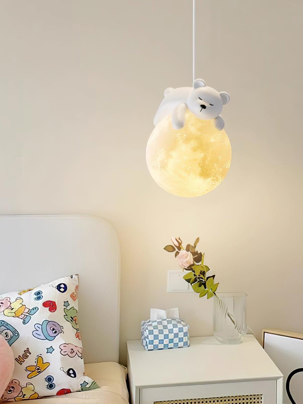 Lustra Pendelleuchte Bär Mond für Kinderzimmer-Letslighting