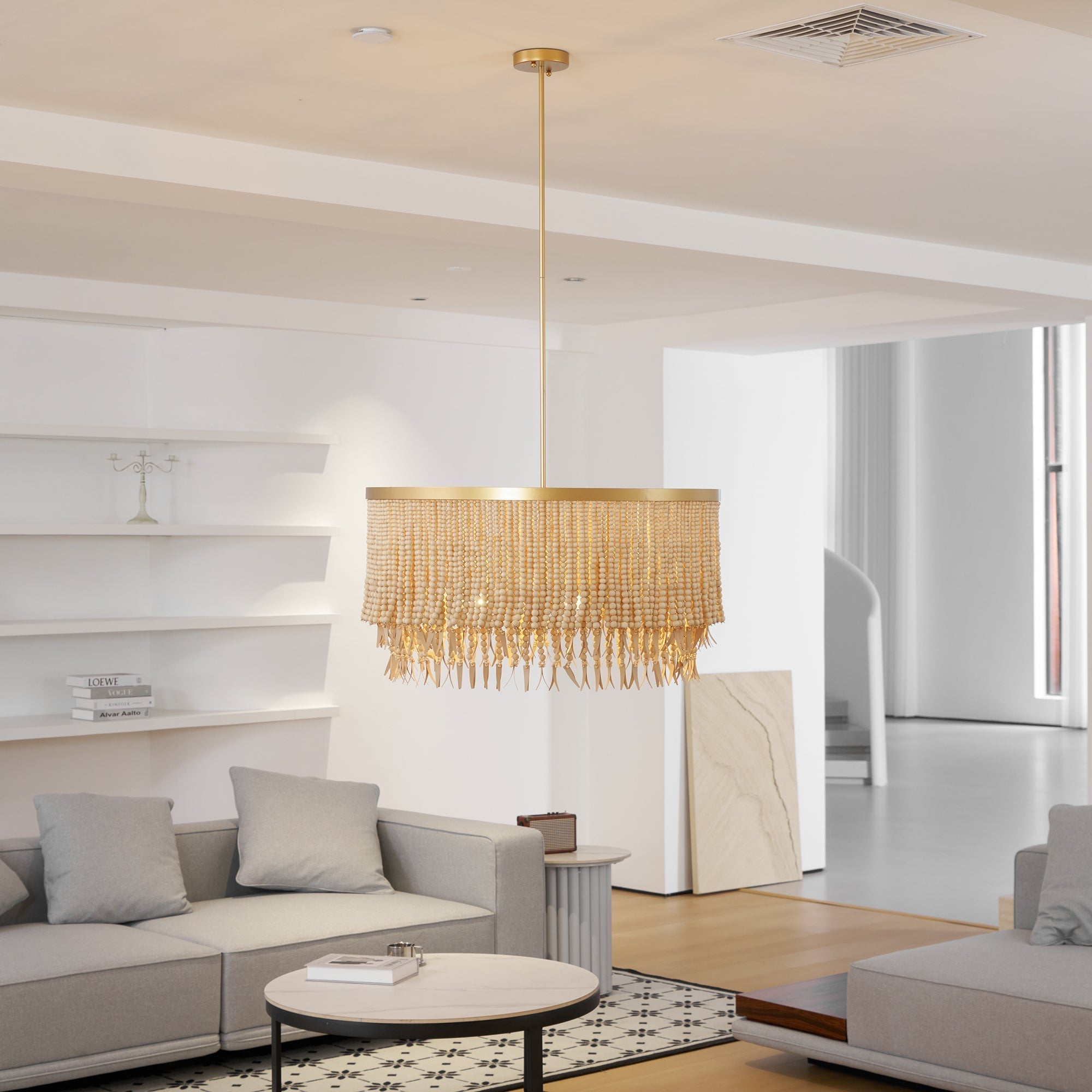 Odette Kronleuchter aus Holz und Kokosnussperlen-Letslighting