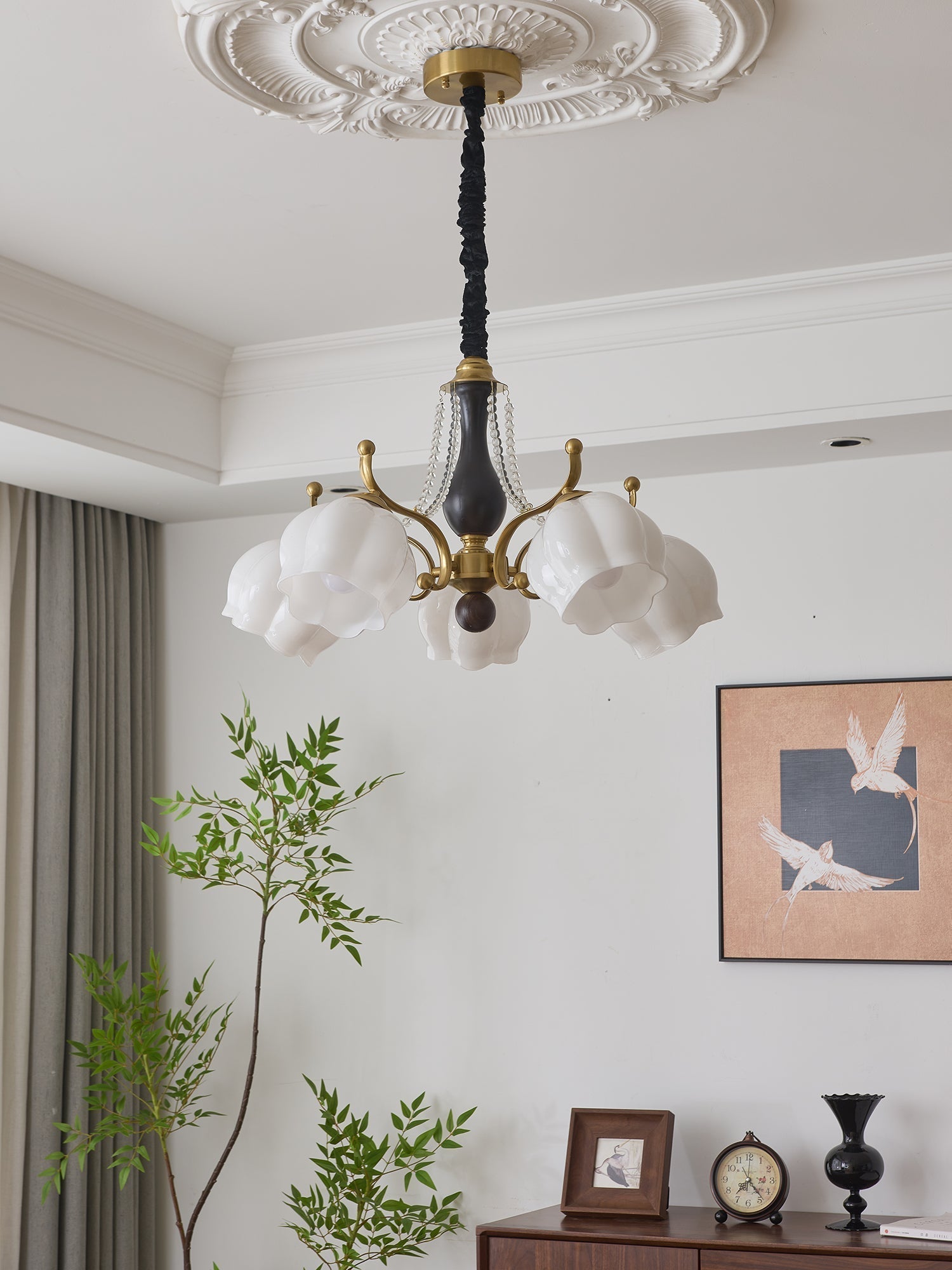 Lustra Kronleuchter Holz Glas Vintage-Letslighting