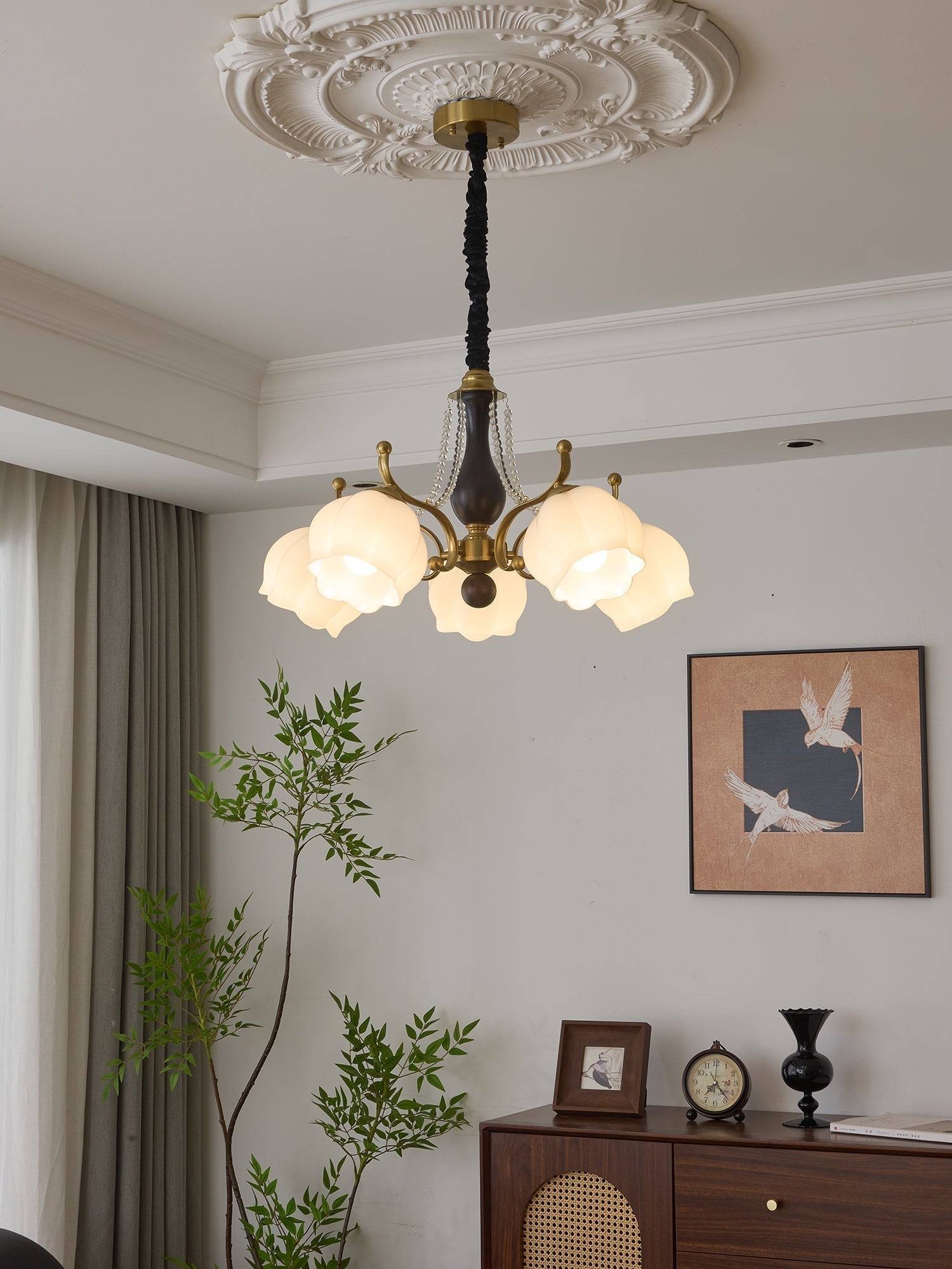 Lustra Kronleuchter Holz Glas Vintage-Letslighting