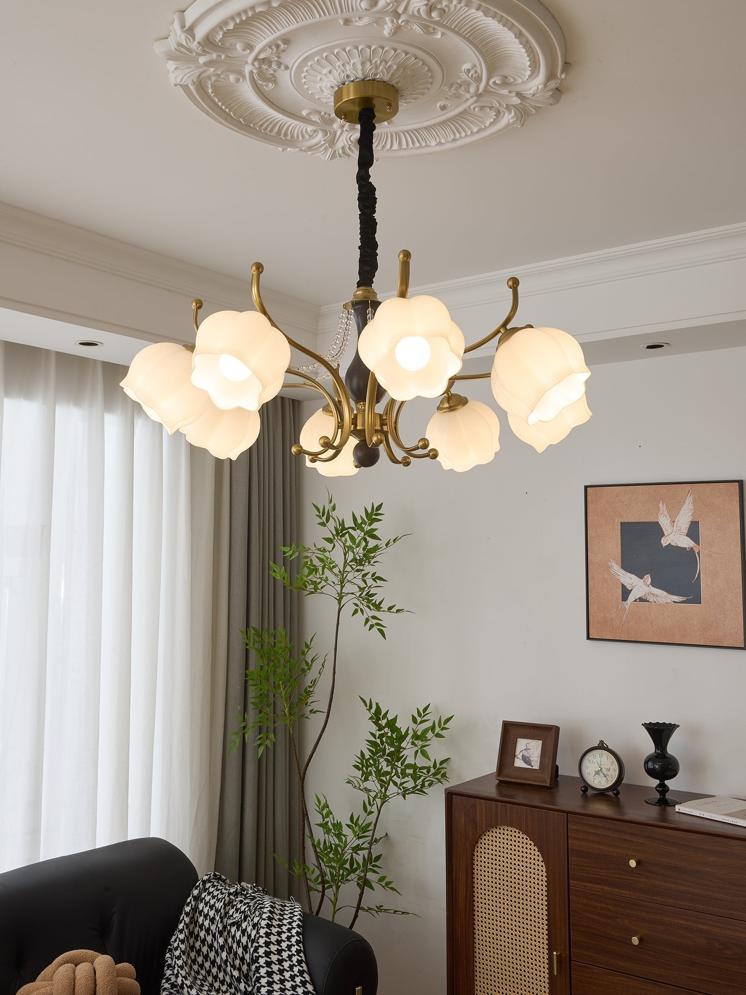 Lustra Kronleuchter Holz Glas Vintage-Letslighting