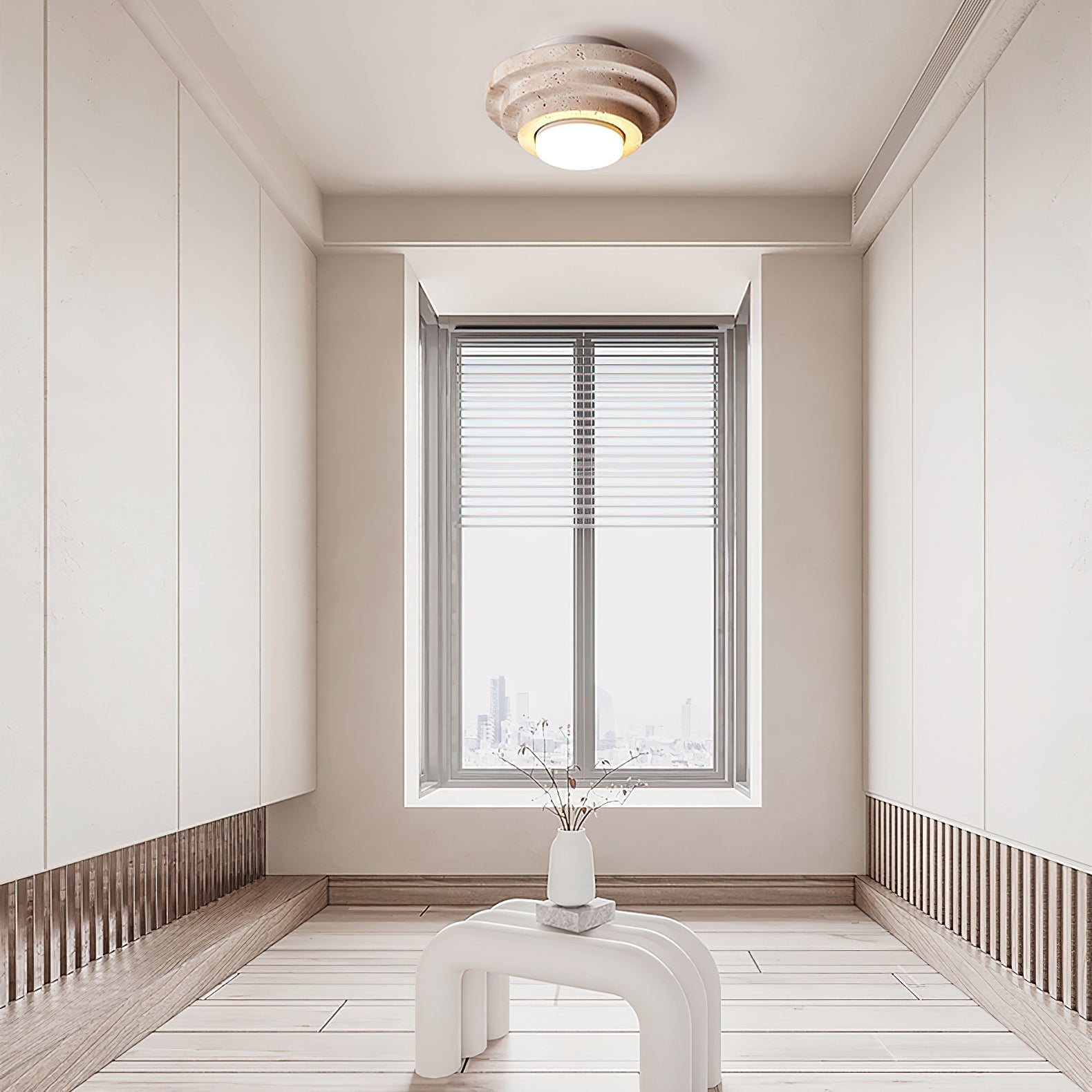 Zadoraris Tiered-Disc Travertine Ceiling Light - Neutralighting