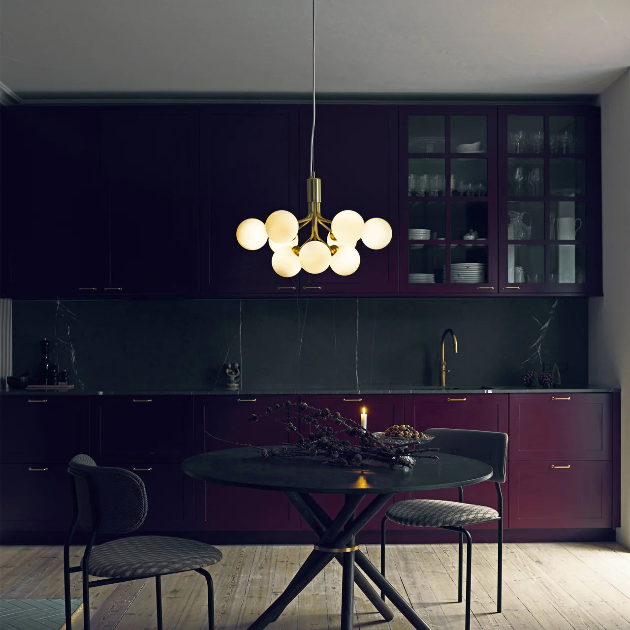 Lustra Pendelleuchte Glaskugel Cluster Messing-Letslighting