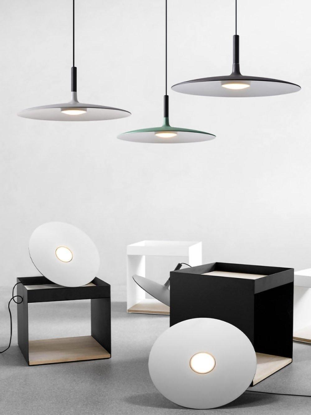 Lustra Pendelleuchte Aluminium Flach Scheibe-Letslighting