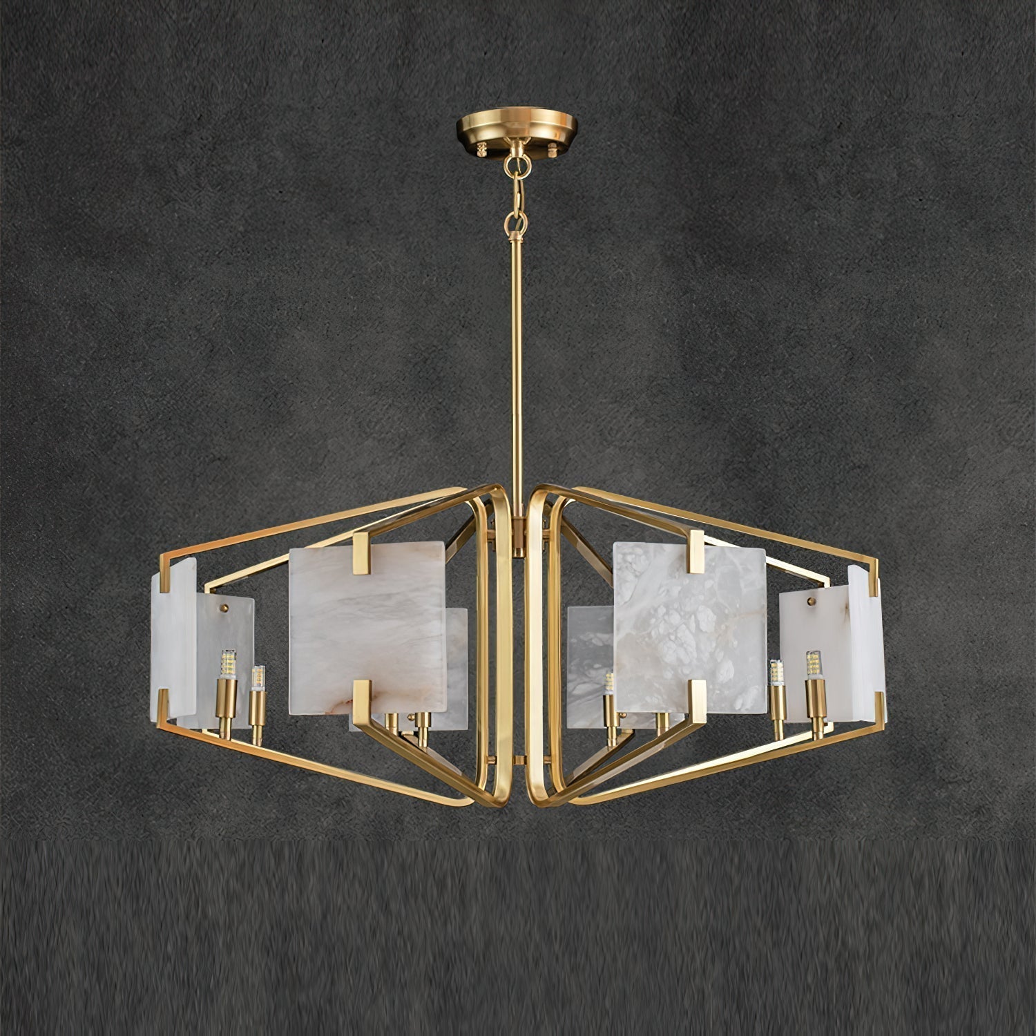 Plotuvys Postmodern Luxury Brass Alabaster Chandelier - Letslighting