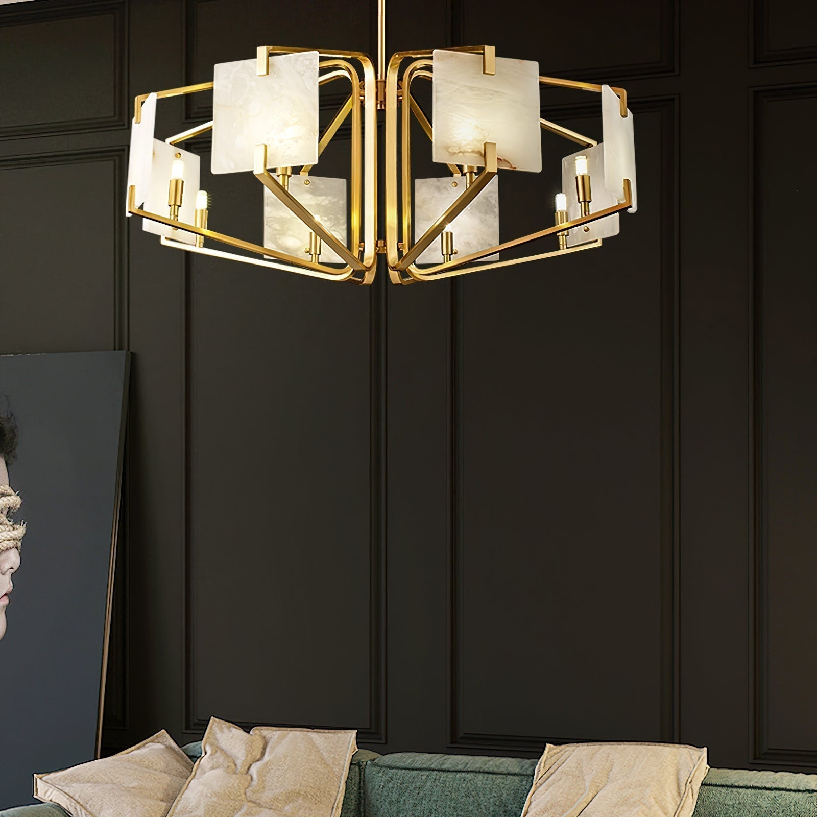 Plotuvys Postmodern Luxury Brass Alabaster Chandelier - Letslighting