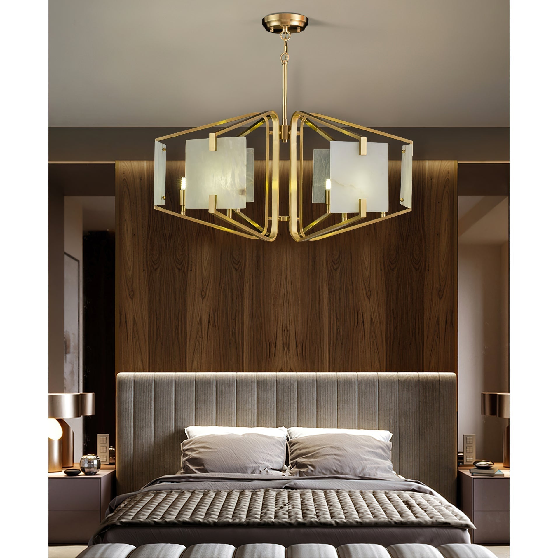 Plotuvys Postmodern Luxury Brass Alabaster Chandelier - Letslighting