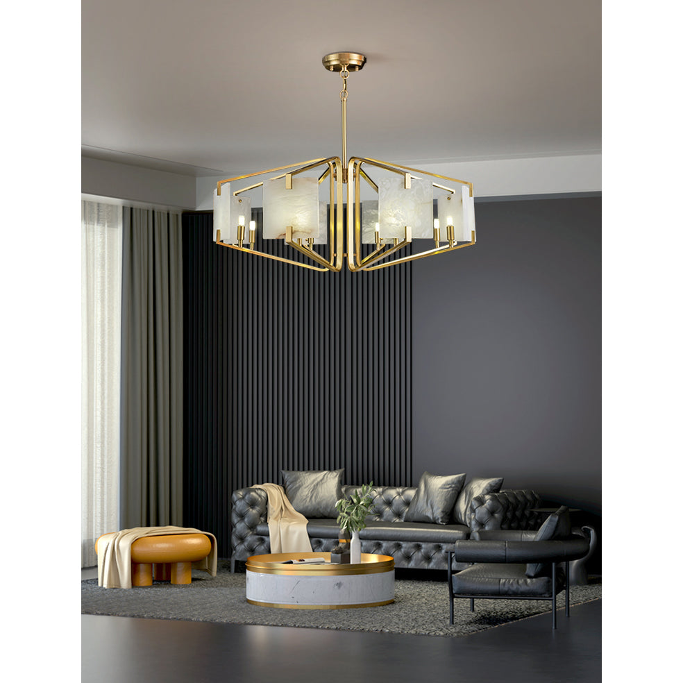Plotuvys Postmodern Luxury Brass Alabaster Chandelier - Letslighting