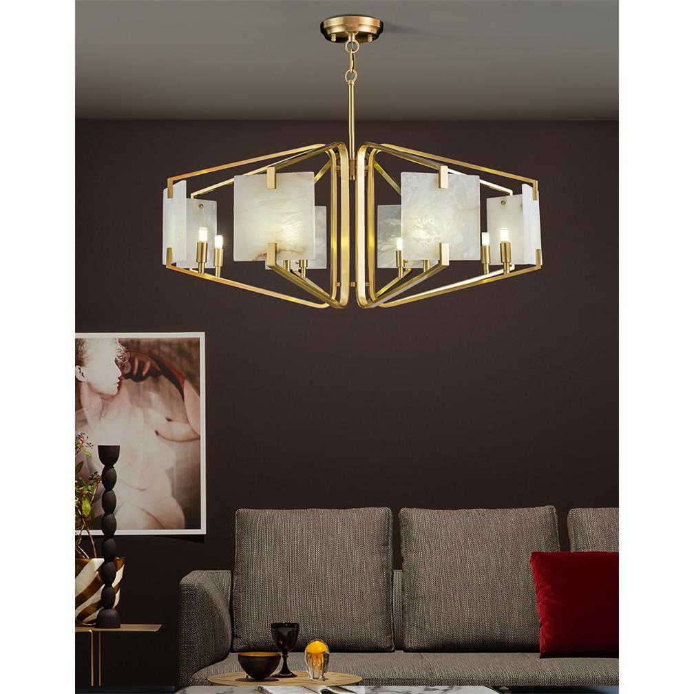 Plotuvys Postmodern Luxury Brass Alabaster Chandelier - Letslighting