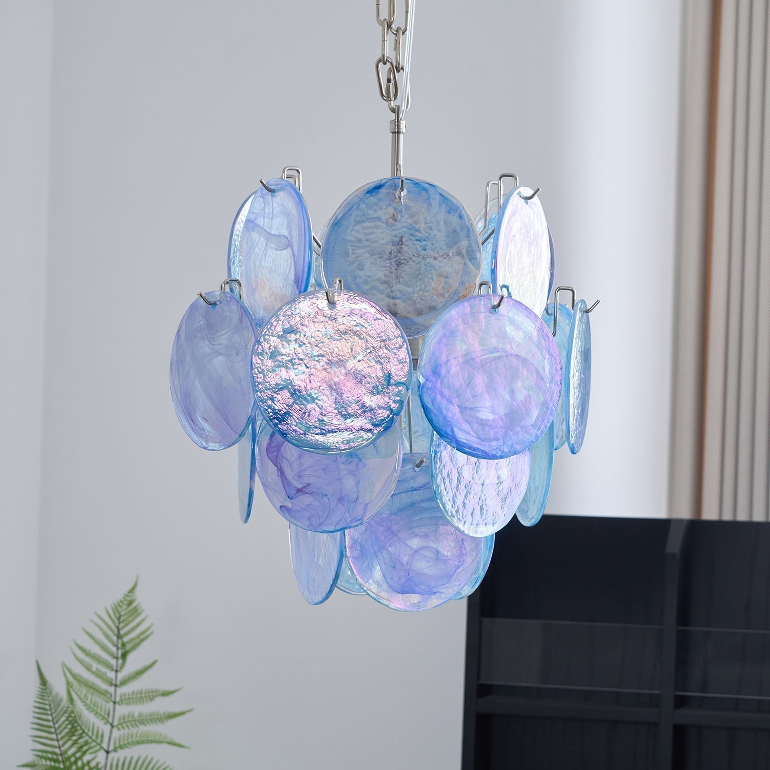 Aurora Kronleuchter Aquamarinblau Muranoglas Scheibe Küstenstil-Letslighting