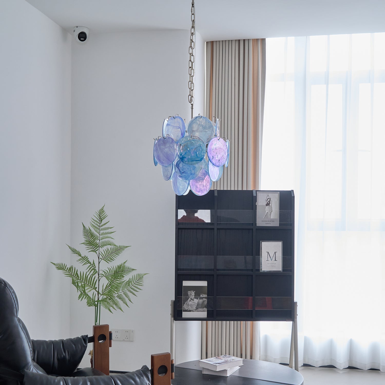 Aurora Kronleuchter Aquamarinblau Muranoglas Scheibe Küstenstil-Letslighting