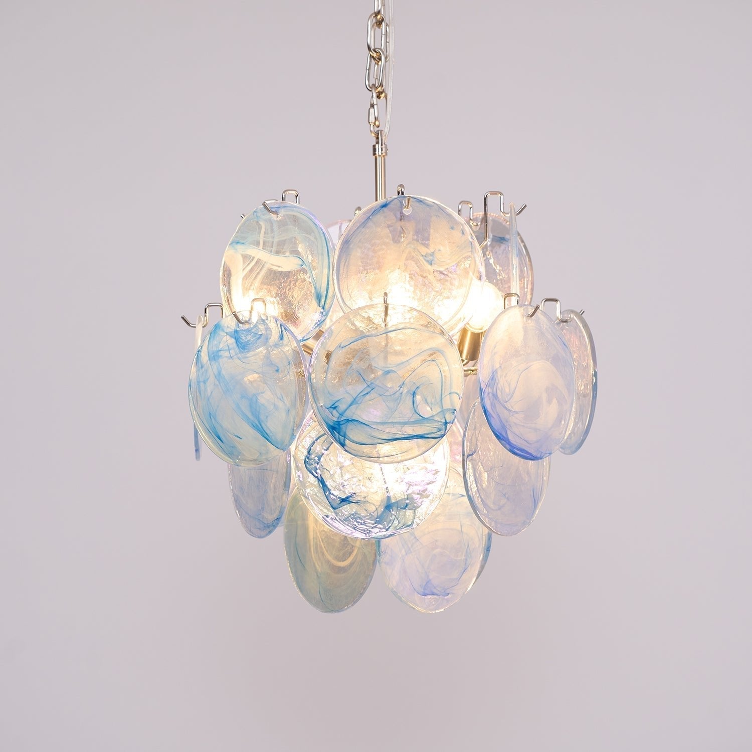 Aurora Kronleuchter Aquamarinblau Muranoglas Scheibe Küstenstil-Letslighting