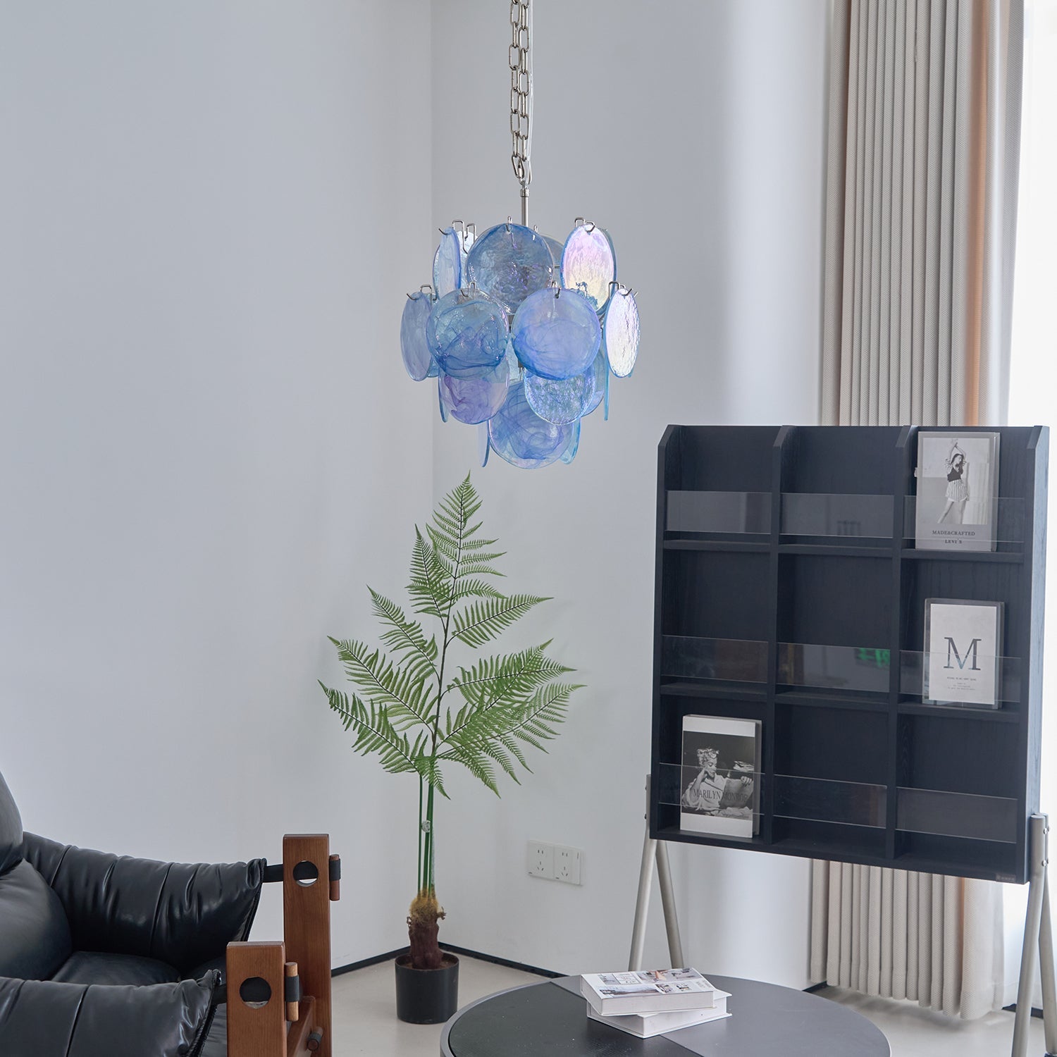 Aurora Kronleuchter Aquamarinblau Muranoglas Scheibe Küstenstil-Letslighting