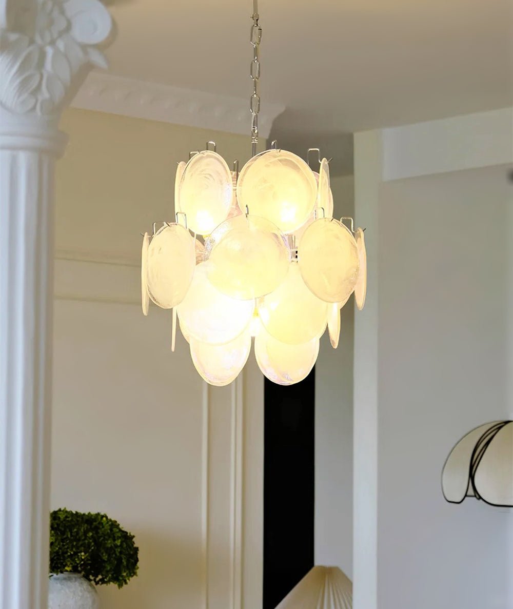 Aurora Chandelier Apricot Murano Glass Disc Layered Artistic - Neutralighting