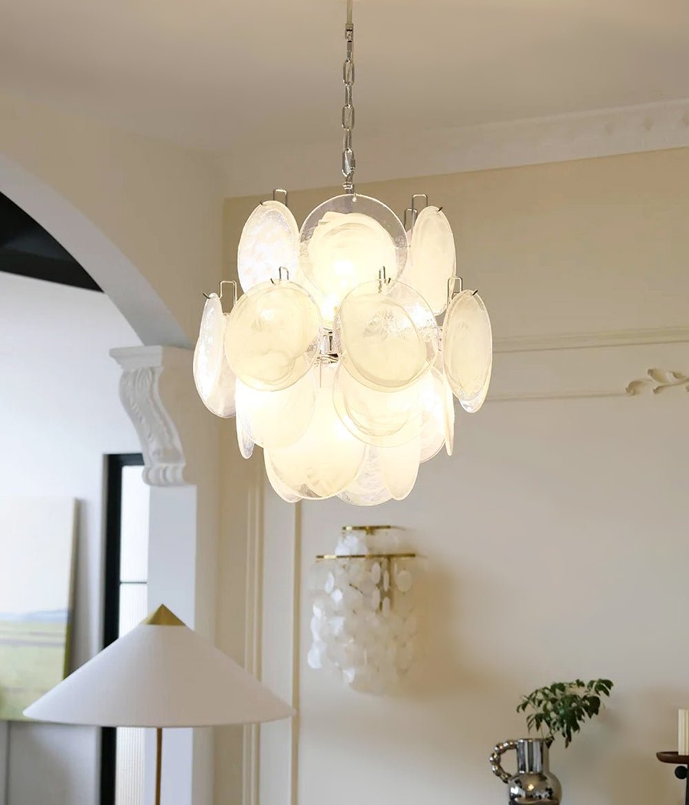 Aurora Chandelier Apricot Murano Glass Disc Layered Artistic - Neutralighting