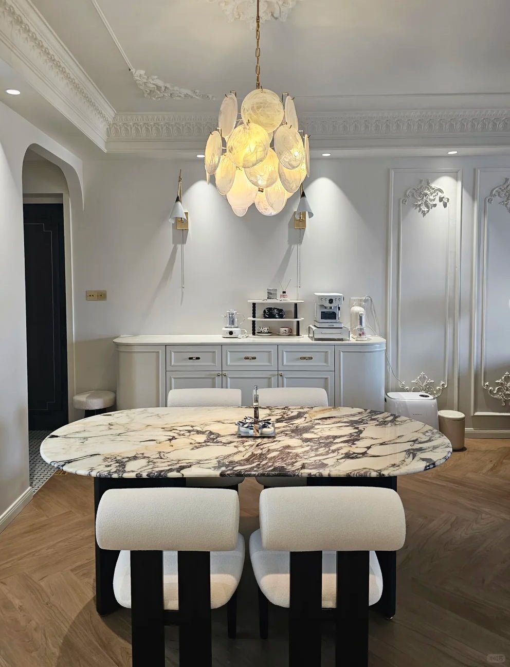 Aurora Chandelier Apricot Murano Glass Disc Layered Artistic - Neutralighting