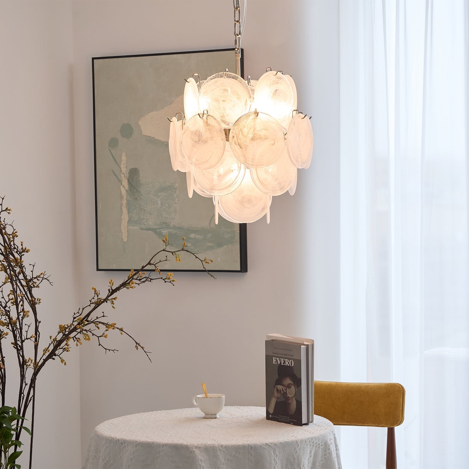 Aurora Chandelier Apricot Murano Glass Disc Layered Artistic - Neutralighting