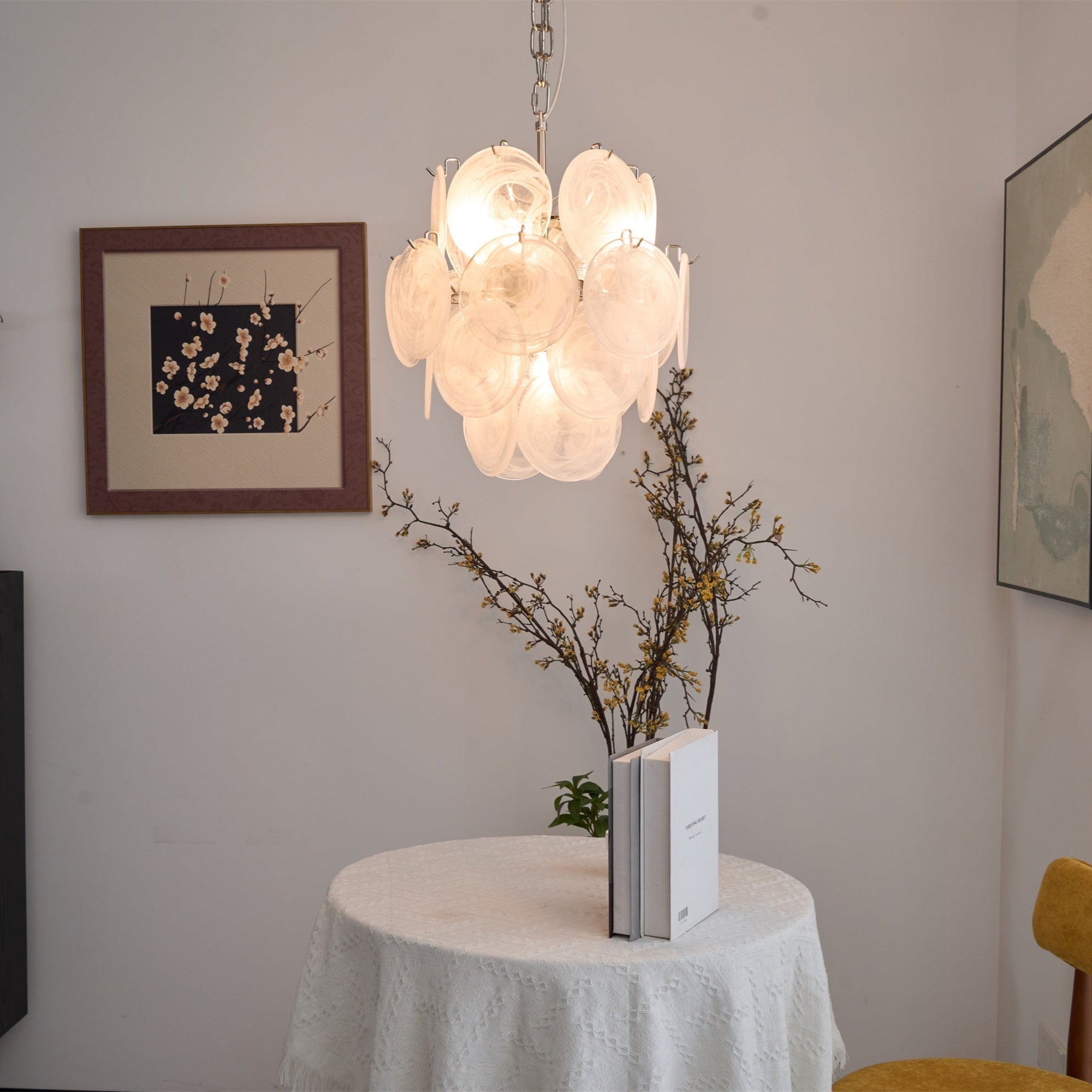 Aurora Chandelier Apricot Murano Glass Disc Layered Artistic - Neutralighting