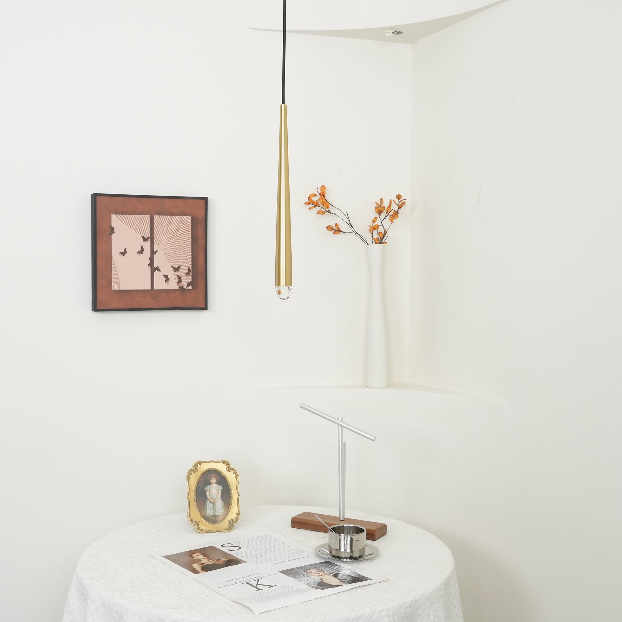 Chandelier Crystal Shade Brass Blackened Silver Luxe Staircase - Letslighting