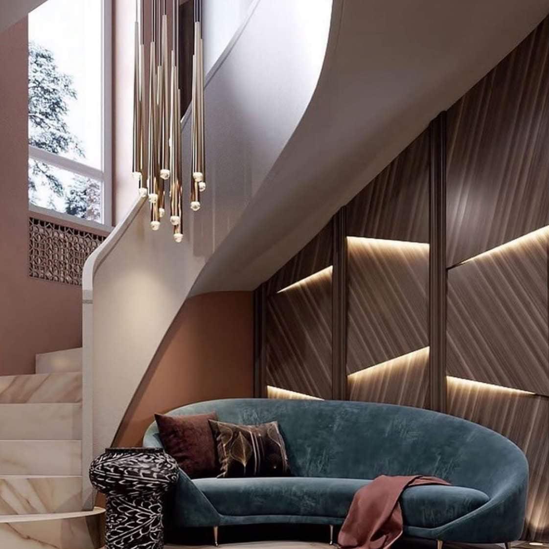 Chandelier Crystal Shade Brass Blackened Silver Luxe Staircase - Letslighting