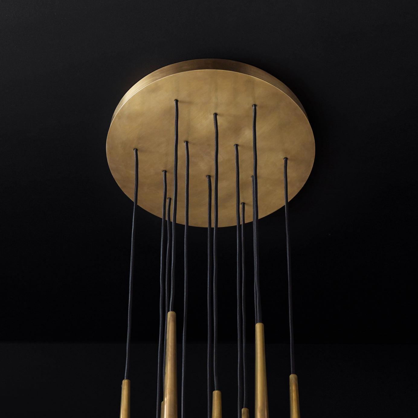 Chandelier Crystal Shade Brass Blackened Silver Luxe Staircase - Letslighting