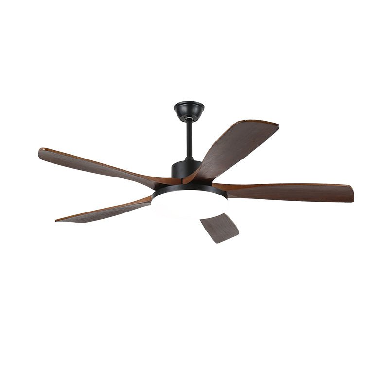 Arysen Minimalistische Deckenventilatorleuchte aus Holz mit eingeschaltetem Licht
