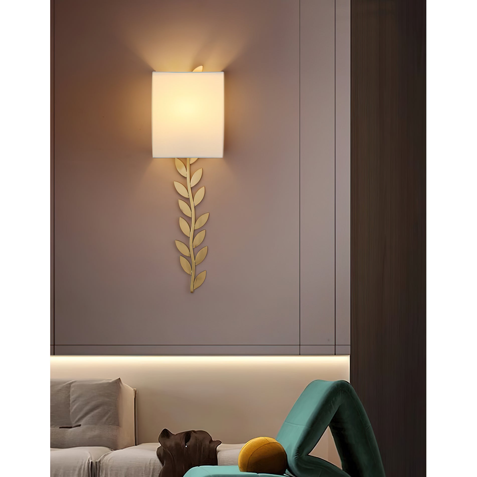 Plotuvyo Grove Messing Stoff Wandleuchte-Letslighting