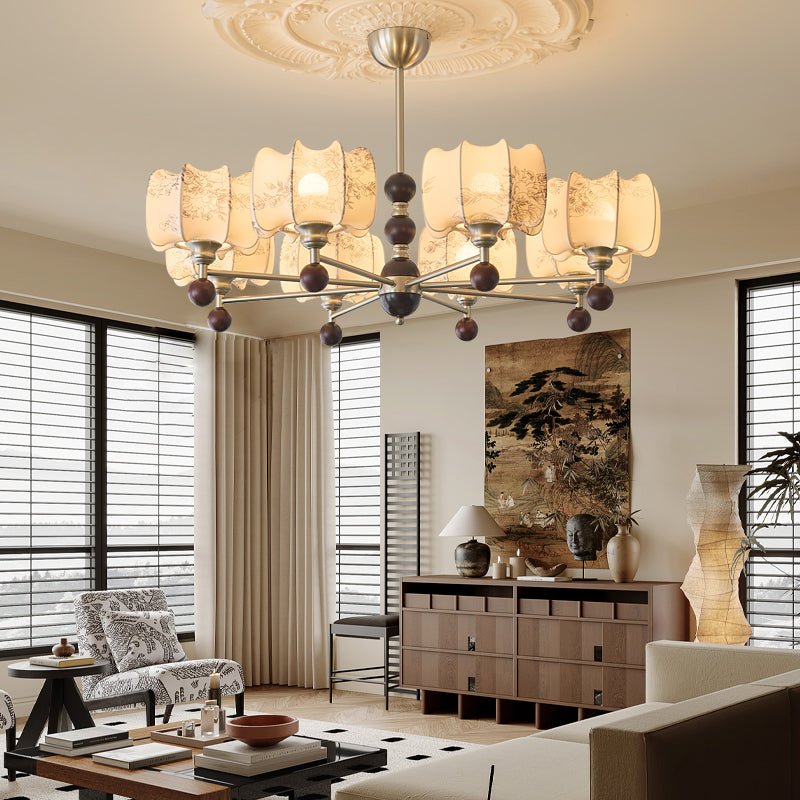 Ephaos Eleganter Vintage-Kronleuchter aus Floralem Holz-Letslighting