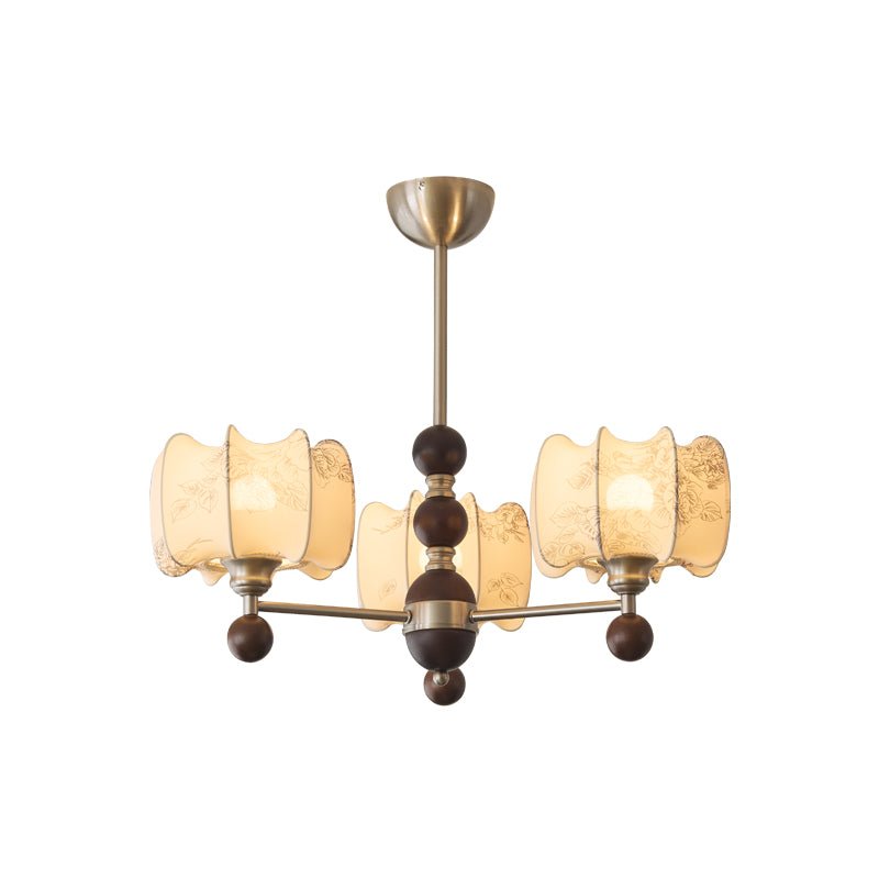 Ephaos Eleganter Vintage-Kronleuchter aus Floralem Holz-Letslighting