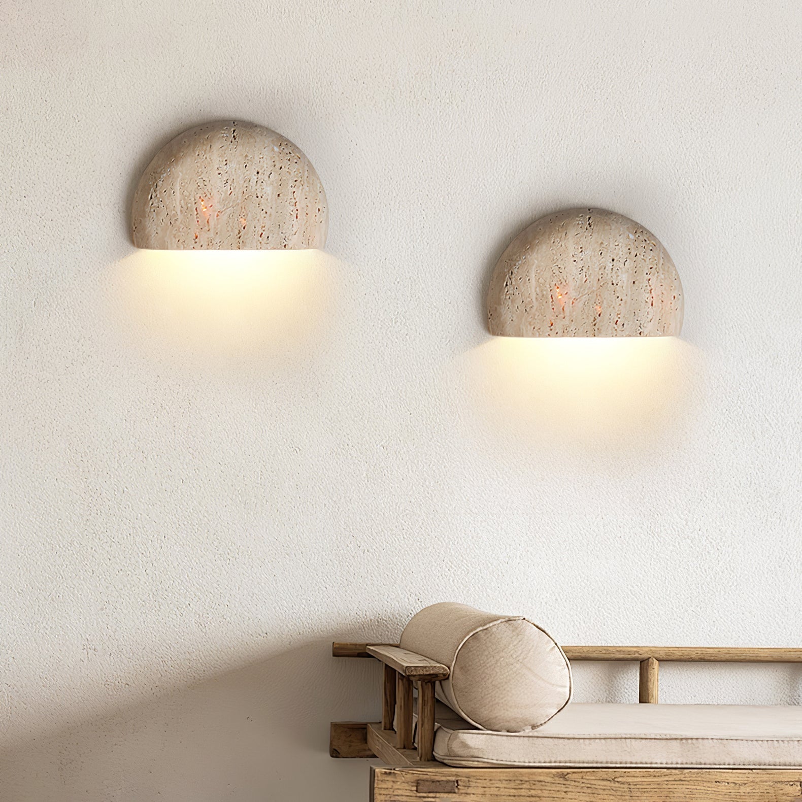 Armarel Half Moon Travertine Wall Light - Neutralighting