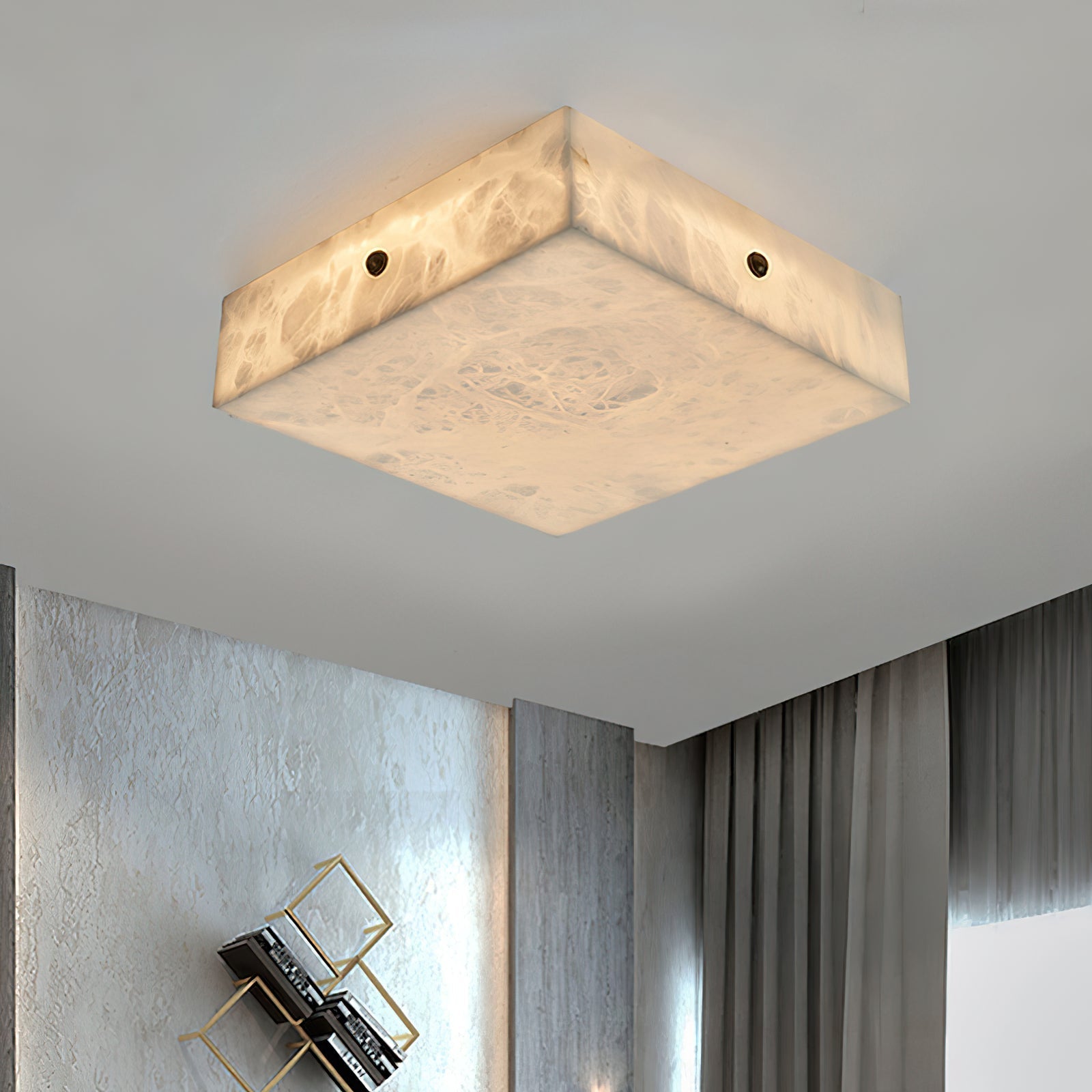 Rauduvys Modern Minimalist Alabaster Flushmount Ceiling Light - Letslighting