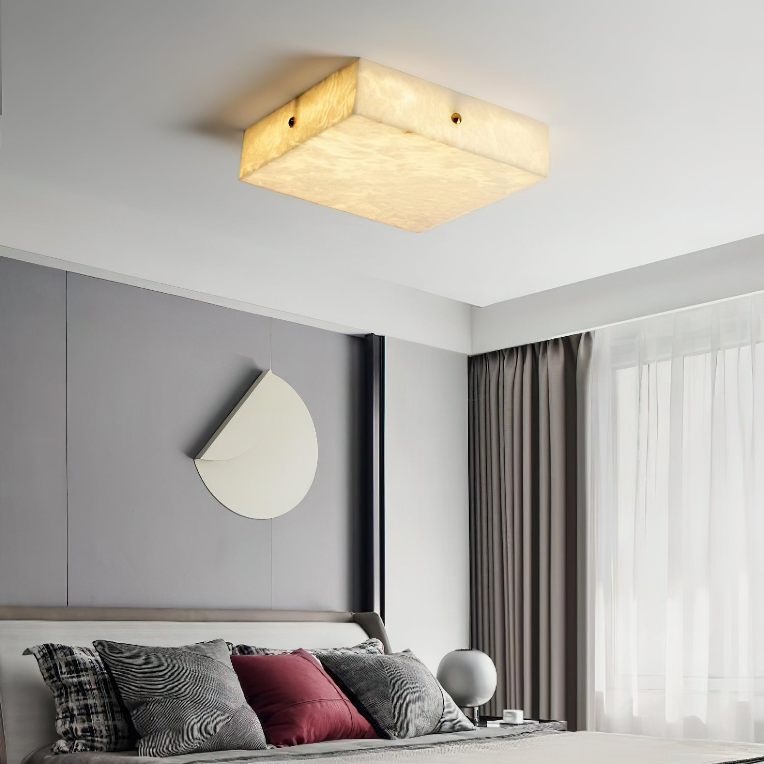 Rauduvys Modern Minimalist Alabaster Flushmount Ceiling Light - Letslighting