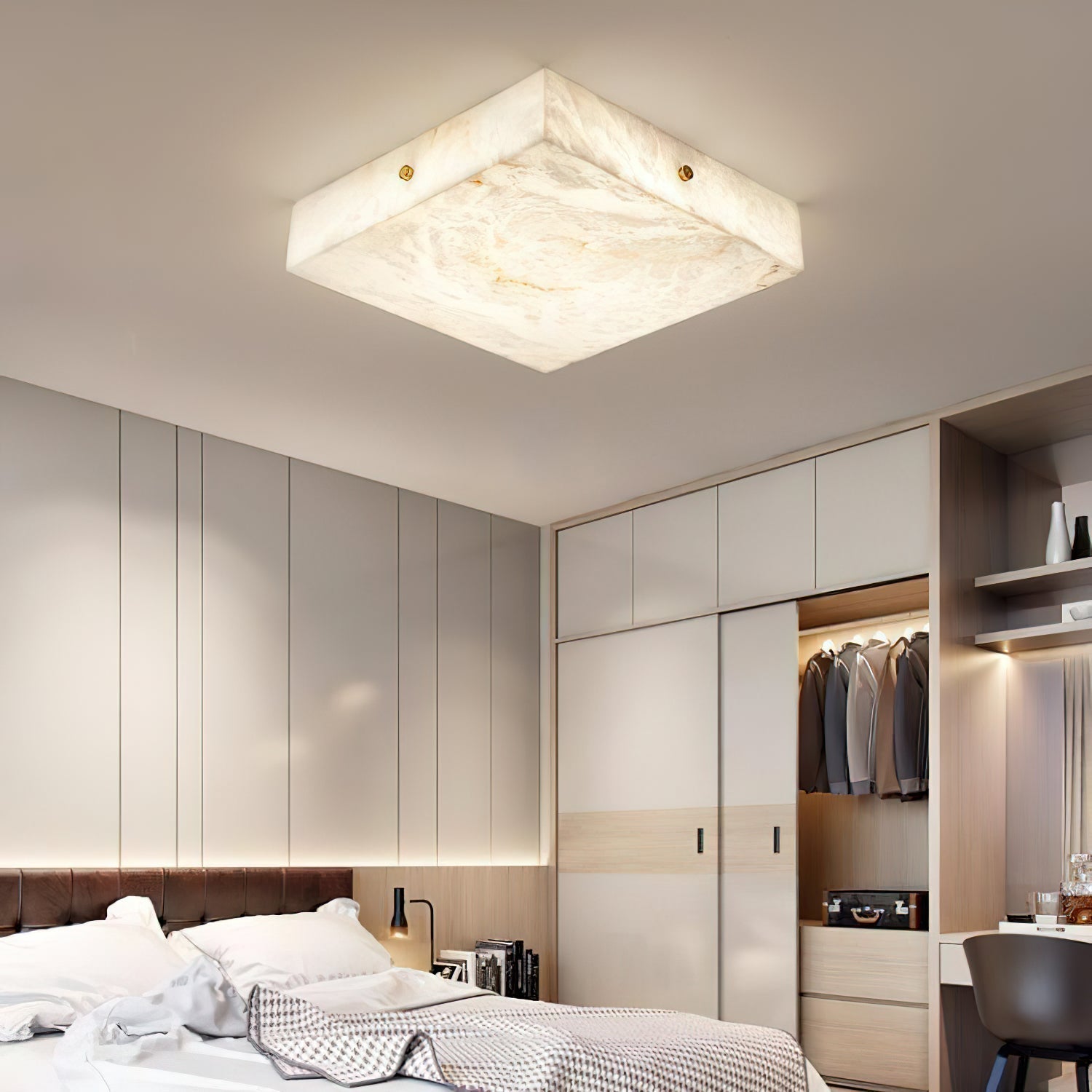 Rauduvys Modern Minimalist Alabaster Flushmount Ceiling Light - Letslighting