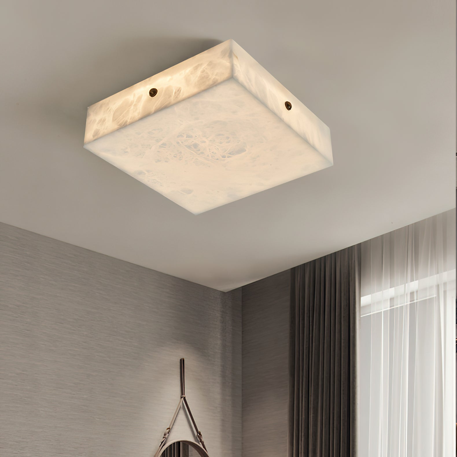 Rauduvys Modern Minimalist Alabaster Flushmount Ceiling Light - Letslighting