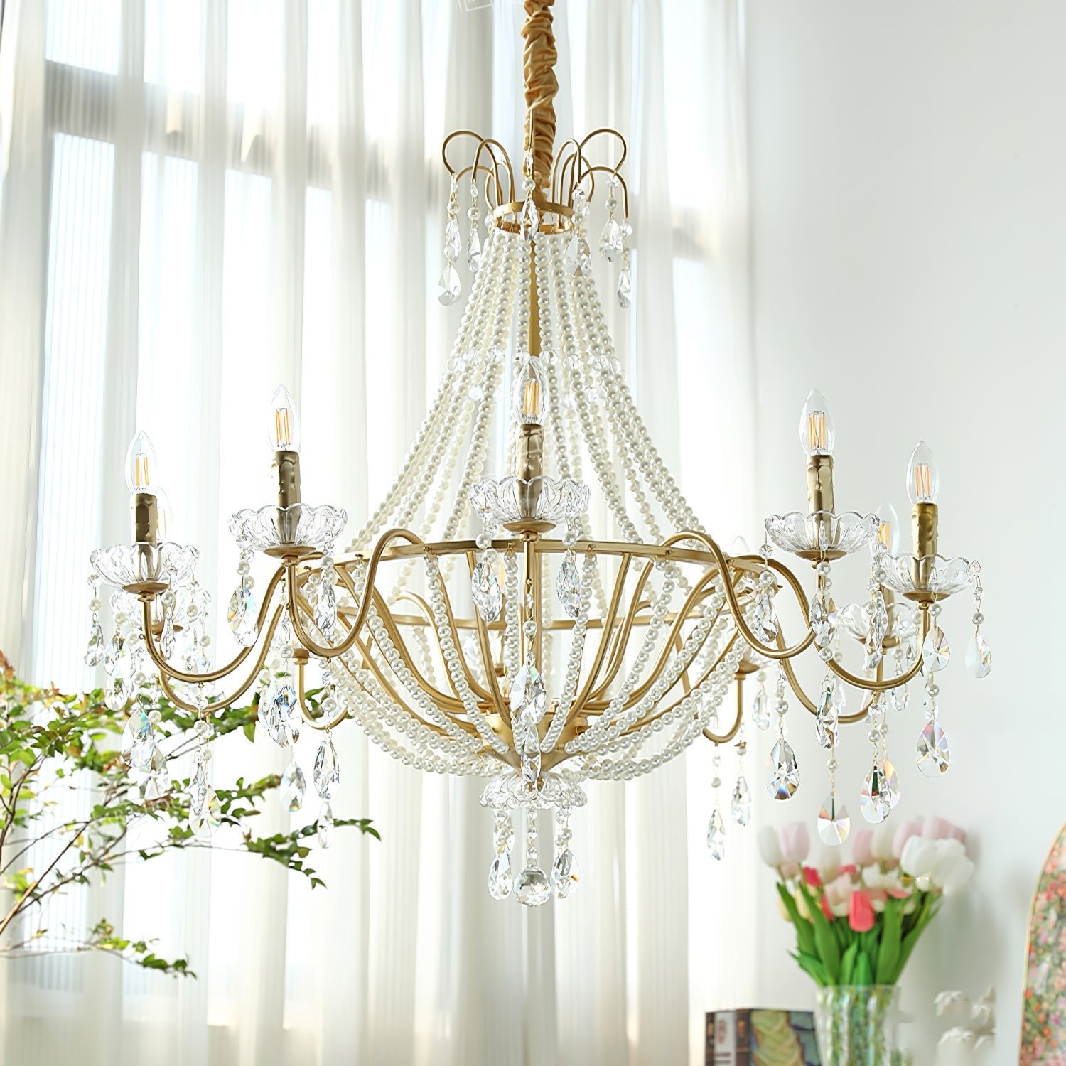 Eurvaros Vintage Kristall-Messing-Kronleuchter-Letslighting